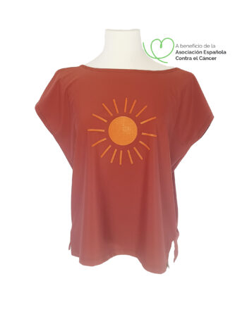 Camiseta UPF 50+ con patrón 4Esquinas Sol naranja